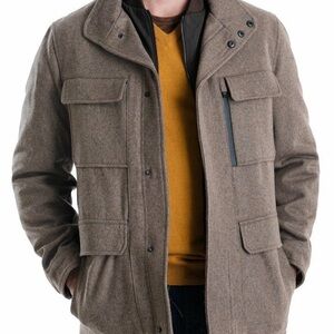 Michael Kors Men’s Wool Tan Military Field Jacket Coat - size Large